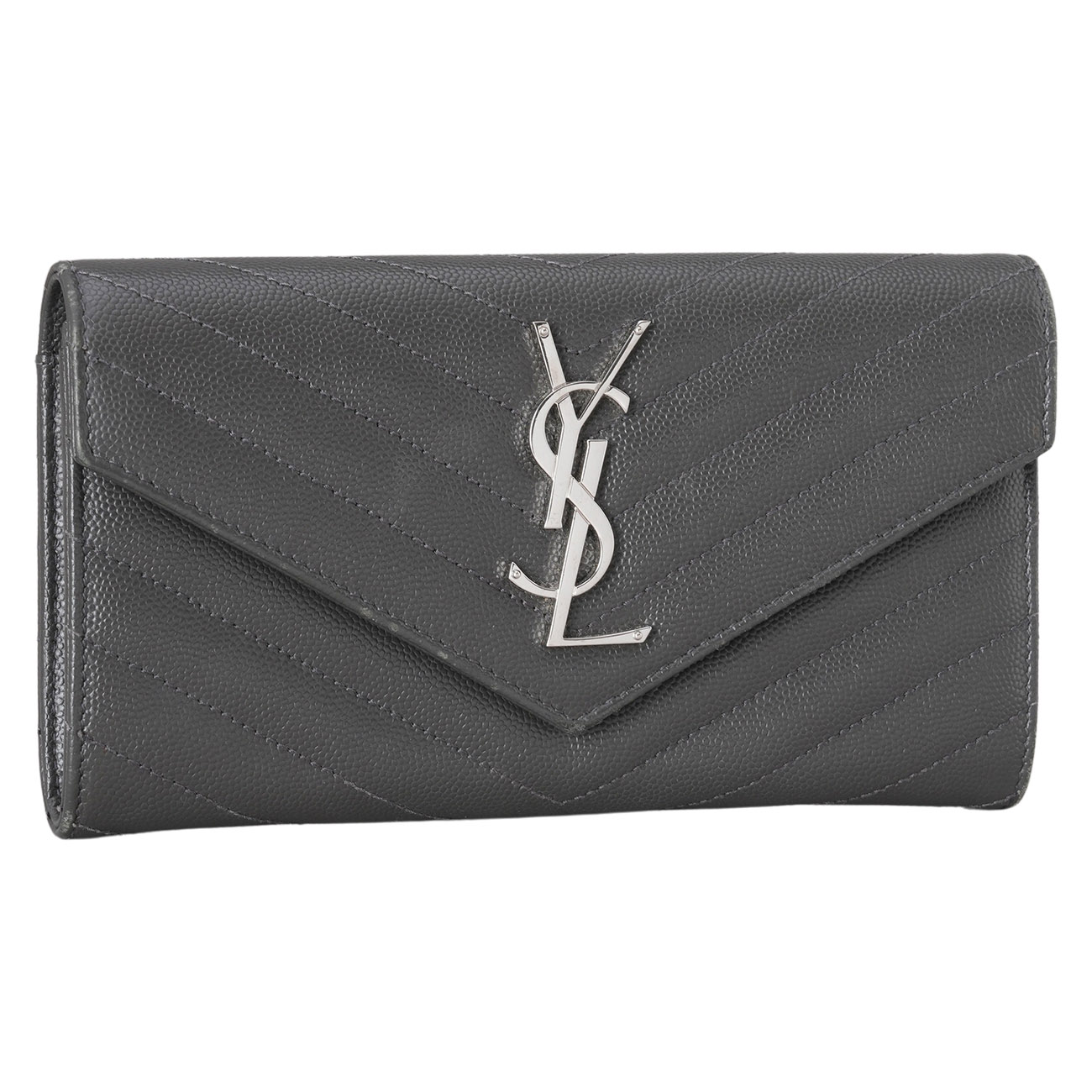 YVES SAINT LAURENT(USED)생로랑 372264 모노그램 쉐브론 장지갑